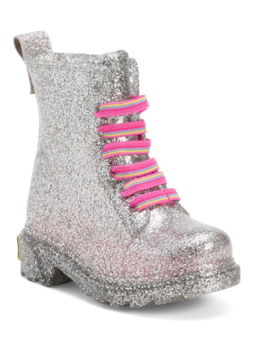 Western Chief Rain Boots Combat Toddler Size 5 Silver Glitter